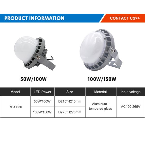 Industrial Higbay Light Workshops Gas Station Factory 50w 100w 150w Led Explosion-Proof Platform Light
