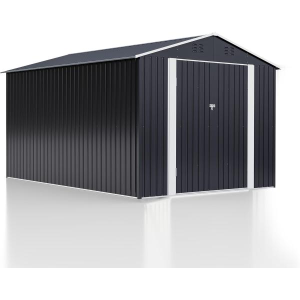 Waterproof 8 x 12 FT Metal Garden Shed with 4 Vents and Durable Design from AJUNION