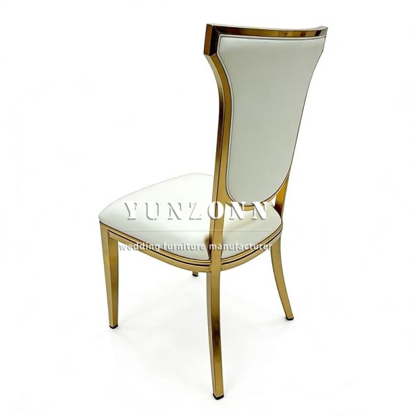 Hot Sale Modern Cheap Wedding Party Events Furniture High Back Stainless Steel Gold Banquet Dining Chair
