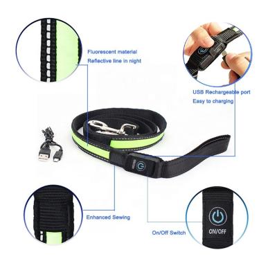 Custom Printed Small Dog Leads Leash Nylon Safety Led Flashing Strong