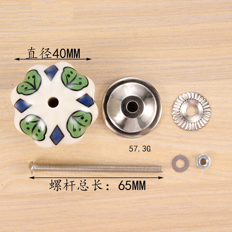 Vintage Bohemian Ceramic Petal Shape Colorful Handle Knob Kitchen Bedroom Drawer Cabinet Door Handle