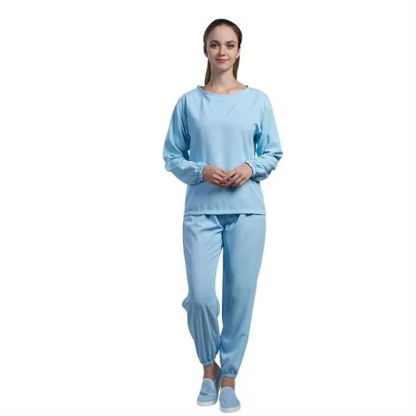 H-1111 Reusable ESD Coverall Blue Autoclave Underwear Static Dissipative for Semiconductor Class 100