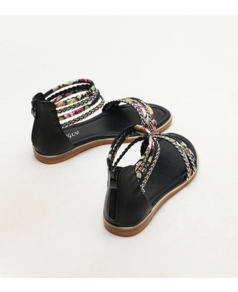BS136 Flat Roman Shoes 2021 New Ladies Fashion Casual Sandals Vacation Travel Floral Cloth Beach Women'S Shoes Sandals B