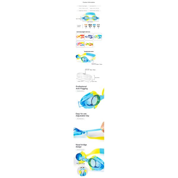 Kids Eyewear Cute Professional Non Leaking Swim Glasses Anti-Fog UV Protector Silicone Swim Goggles