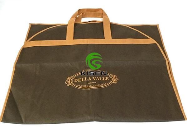 PP Non Woven Suit Zippered Garment Bags With Handles / Zip Closure Brown Color