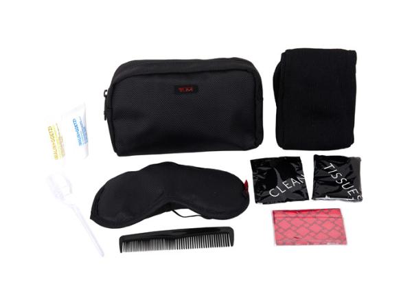Practical Airline Amenity Kits Oxford Fabric Material Small Travel Kit Black Color