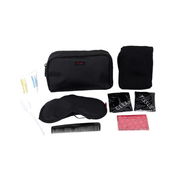 Practical Airline Amenity Kits Oxford Fabric Material Small Travel Kit Black Color