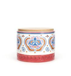 Middle Eastern Flower Decal Storage Jars Food Ceramic Canister Set With Bamboo Lid And Silicone Ring