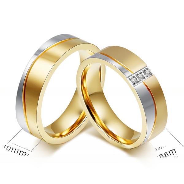 Anillos de compromiso de bodas de oro de 18K en acero inoxidable