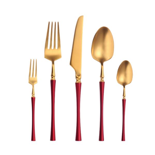 New Forged Heavy Cutlery Set Stainless Steel Flatware China Red Color NC021