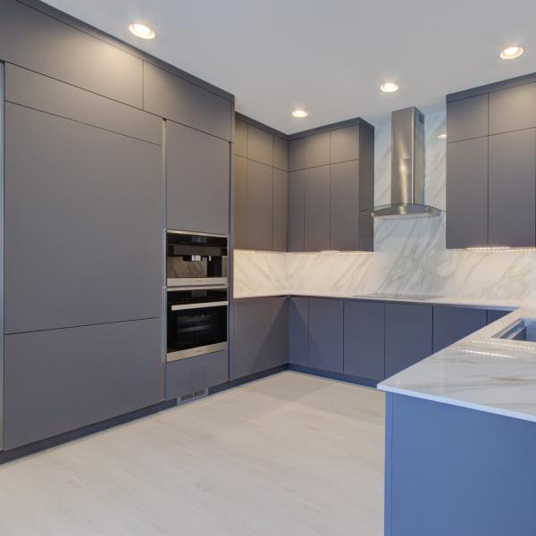 Modern Style Matt Gray PVC Paint Kitchen Cabinet