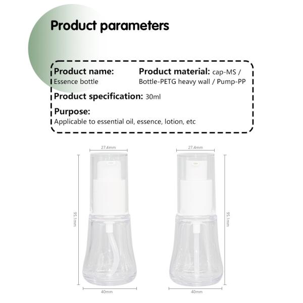 Прозрачная тяжелая бутылка 50% насоса лосьона стены 30мл ПКР ПЭТГ для масла сути сыворотки