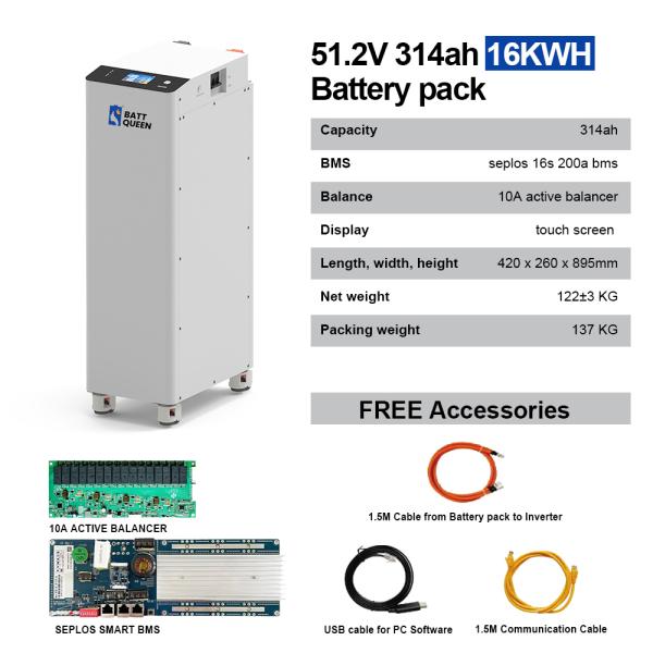 送料無料 EU ポーランド 倉庫 48V 低電圧 314ah 16.07KWH 組み立てたバッテリーパック