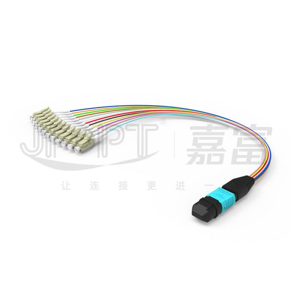 SENKO MPO LC Breakout Cable Low Loss Insertion Aqua/Beige Connector 850/1300nm 0