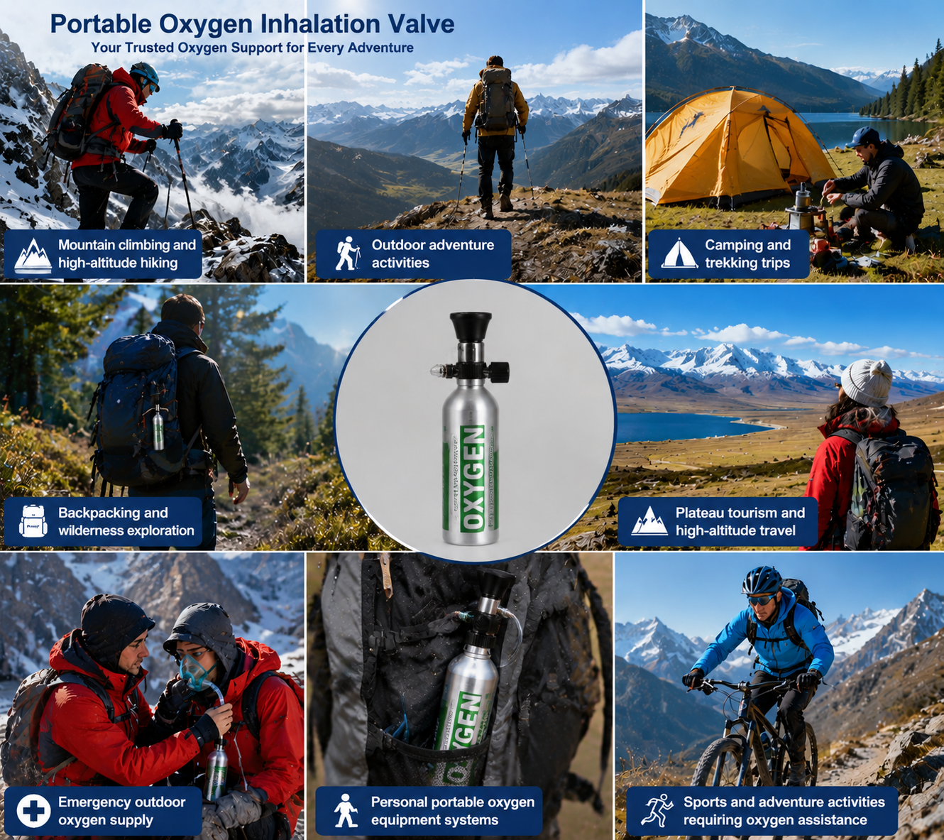 Portable Oxygen Inhalation Valve Outdoor Hiking Oxygen Control Valve Compact Respiratory Oxygen Regulator For Mountain Climbing And Travel Use