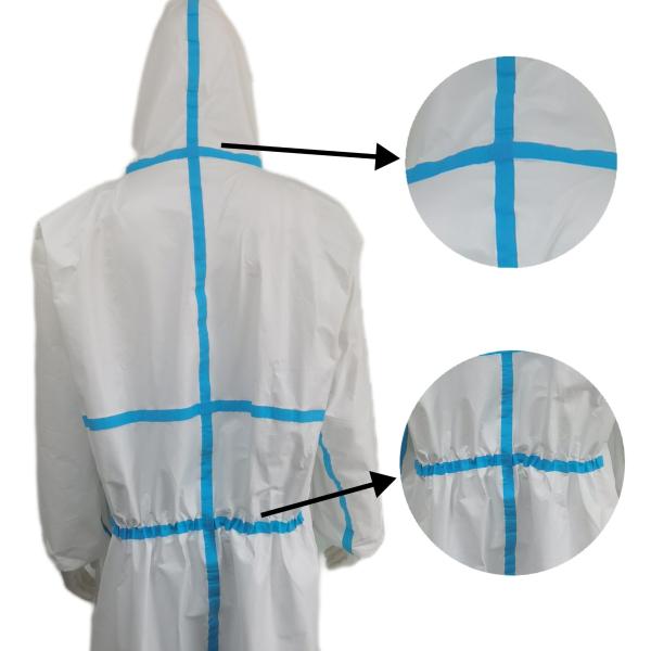 Male Protective Suit with Tape CE Certified Disposable PP PE Hooded Coveralls in US