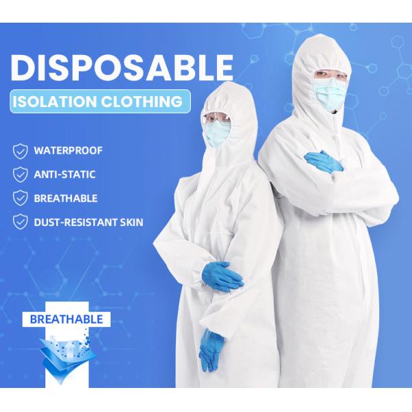 SMS Material White Disposable Protective Suit Isolation Gown Full Body