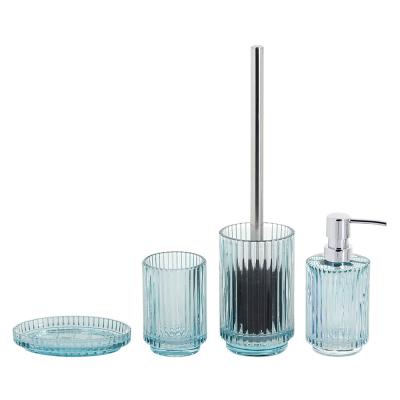 Acessórios de banheiro de vidro de design de faixa vertical definem forma redonda moderna