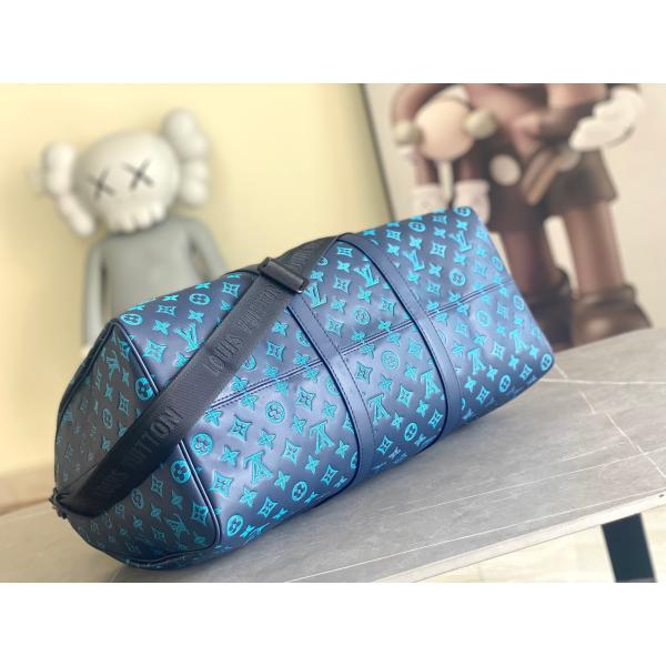 Сумки Keepall BANDOULIÈRE 50 голубые Бостон сумки больших заклеймленных людей