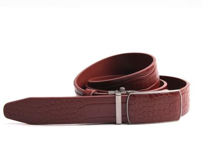 3.5cm Men Leather Ratchet Dress Belt With Automatic Click Slide Buckle