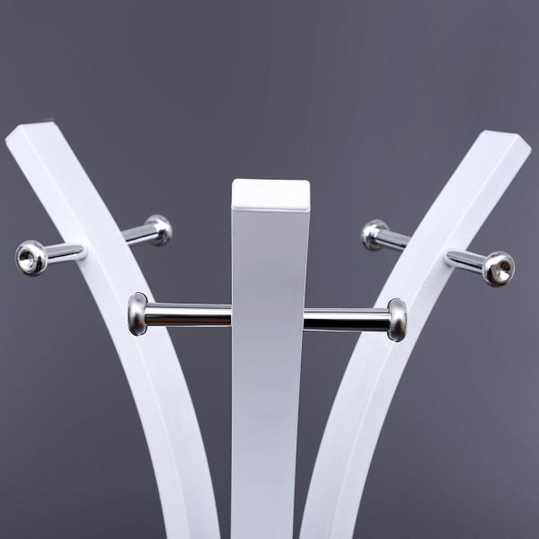 White Metal Tube Coat Hanger Stand / Tubular Frame Steel Coat Rack Stand