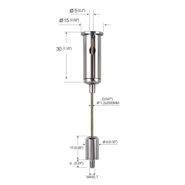 Kits de suspensão de luz linear de LED de cobre folheado a níquel com pinos deslizantes YW-86005