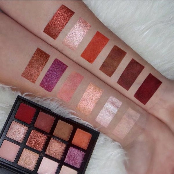 Палитра 12к теней для век Веган теплая тонизированная, палитра теней для век яркого блеска золота красочная