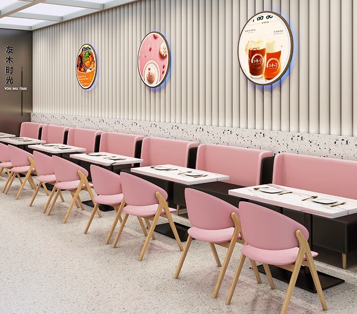 Wholesale Best Price Restaurant Furniture Coffee Shop Canteen Sofa Booth Light Luxury Velvet Leisure Sofa for Sale