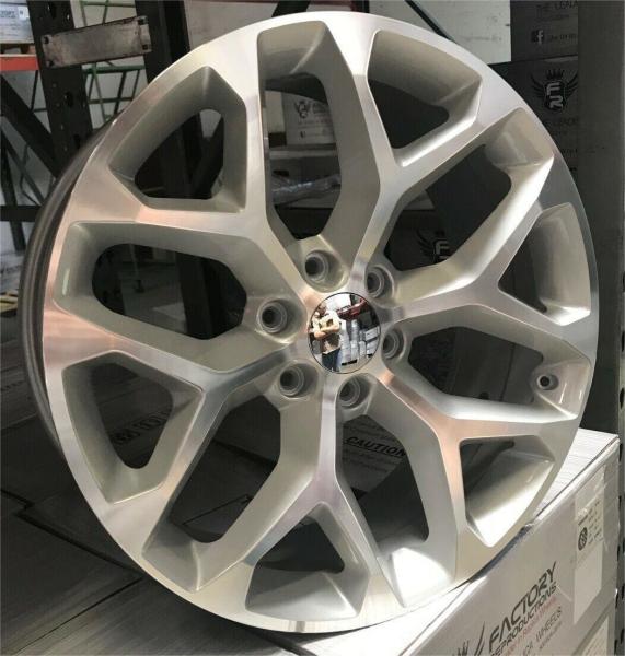 Fits 24 X 10 Snowflake Silver Machine Wheels Rims For Chevy Silverado Tahoe