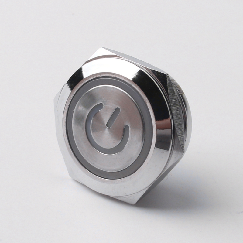 Industrial 12 Volt Momentary Power Switch 22mm Illuminated Metal Push Button 1NO Ring 4 Terminal IP67 CE for Max Voltage