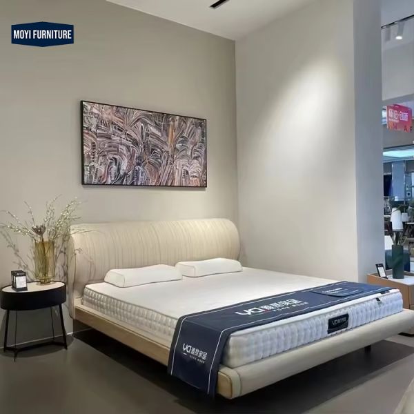 Microfiber Upholstered Double Italian Bed King Size Luxury Modern Frame Design Furniture Queen Size Bed Bedroom Interior