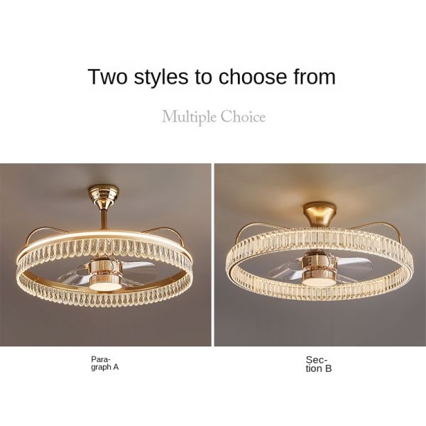 Modern Luxury Crystal Fan Lamp for Bedroom 2026 Trending Invisible Ceiling Fan LED DC Integrated Electric Wind Shaking Head