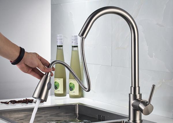 ROVATE Long Neck Pull Down Spout Kitchen Faucets 360 Degree Rotation Body