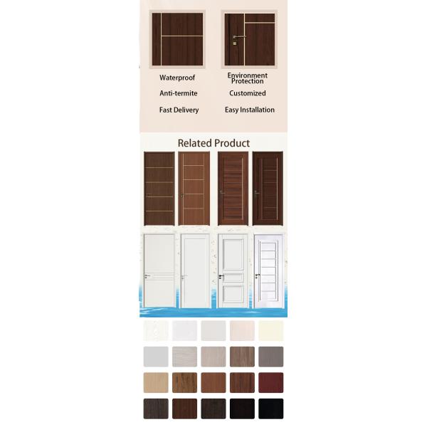 Prehung WPC Shaker Door Exterior Flush Front Entrance Bedroom Other Interior Single Slab Wood Doors Design With Smart Lock