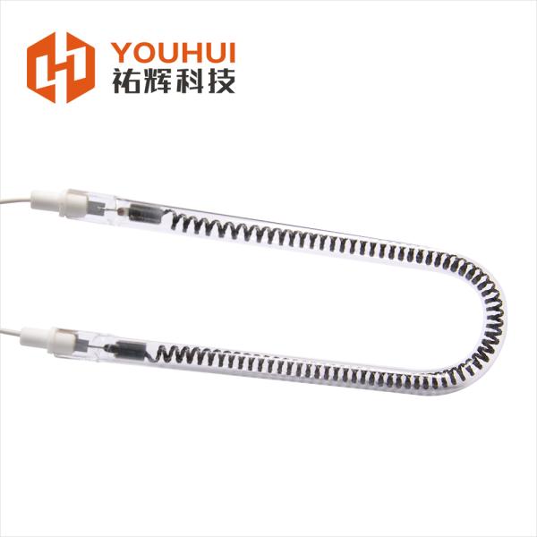 U-Shaped Single Tube Carbon Fiber Infrared Heating Lamp with 1100-2600°C Filament Temperature and Gold Reflector