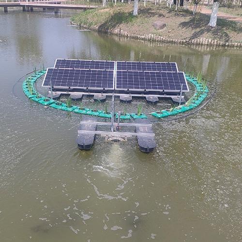 Système d'aération de bassin à énergie solaire pour le traitement des rivières, compact et pratique