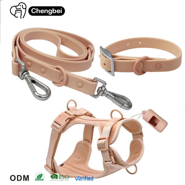 PVC Dog Collar And Leash Harness Custom Logo Waterproof Soft Set OEM ODM