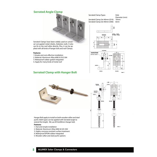 abrazadera serrada solar de acero inoxidable 304 316 con el perno de la suspensión del reborde DIN6923