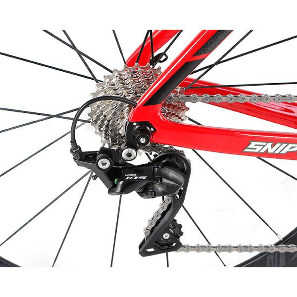 Anti Skid Carbon Fiber Road Bike , Red Carbon Race Bike Flat Welding Technology