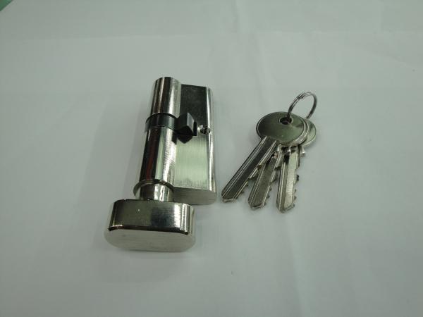70mm(35*35) Euro Profile Single Brass Cylinder Lock with 3 brass normal keys bright nickle color
