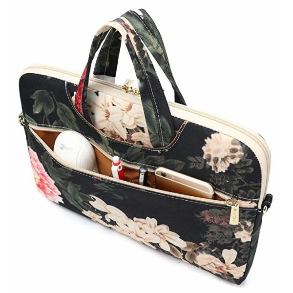 Black Peony Pattern Waterproof Laptop Case , 12 Inch 13 Inch Pc Carry Bag