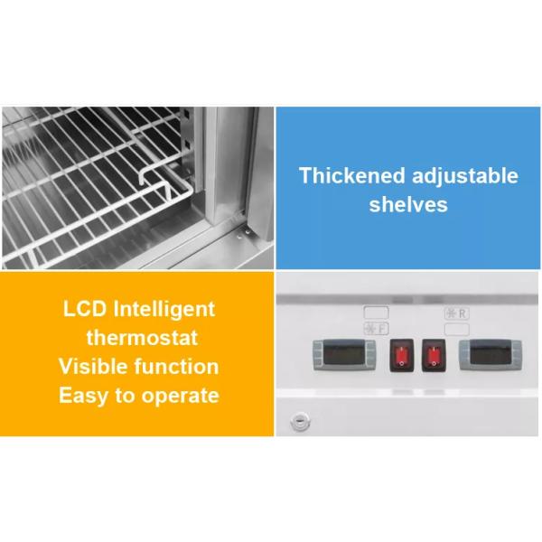 Stainless Steel Sliding Double Door Freezer