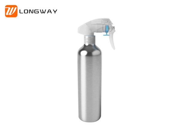 Aluminum fine mist trigger spray bottles round empty cosmetic industrial packaging