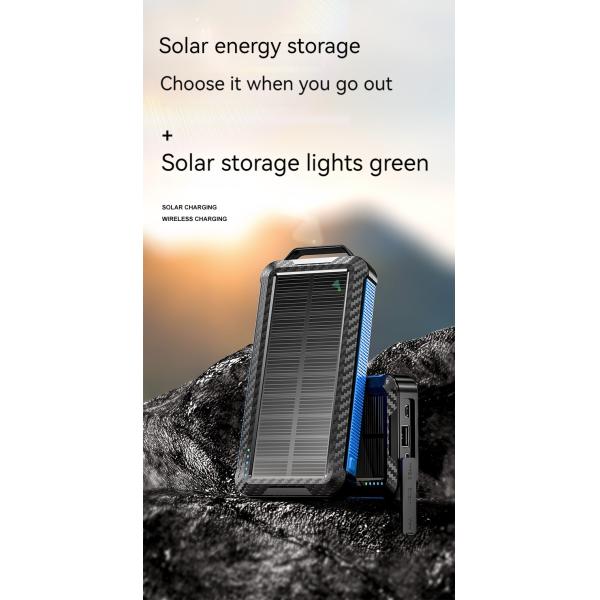 Li-Polymer Battery Solar Power Bank 10000mAh for iPhone 15 Wireless Charging and Outdoor