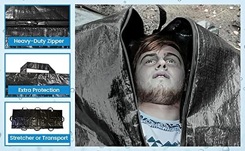 Body Bag Stretcher Combo With 8 Side Handles And Center Zipper, Waterproof Bags For Outdoor Camping Hiking