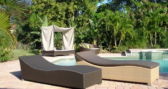 Outdoor rattan chaise lounge chair-16070