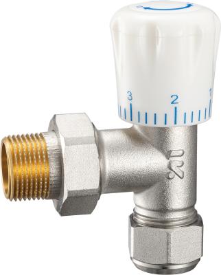 4503 Manually Tuned Brass TRV Valve Supply Valve Angle Type DN20 Nickel Plated with AL-PL Adapter x Flexible Male Nipple