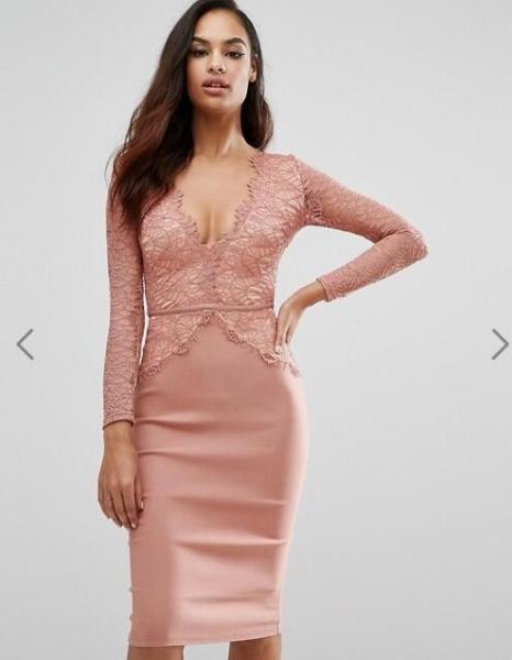 Newest Design Women Sexy Bodycon V-Neck  Dress With Lace Detail Hot Sale