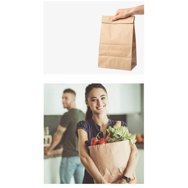 Brown Lunch Kraft Paper Packaging Bags Biodegradable For Restaurants