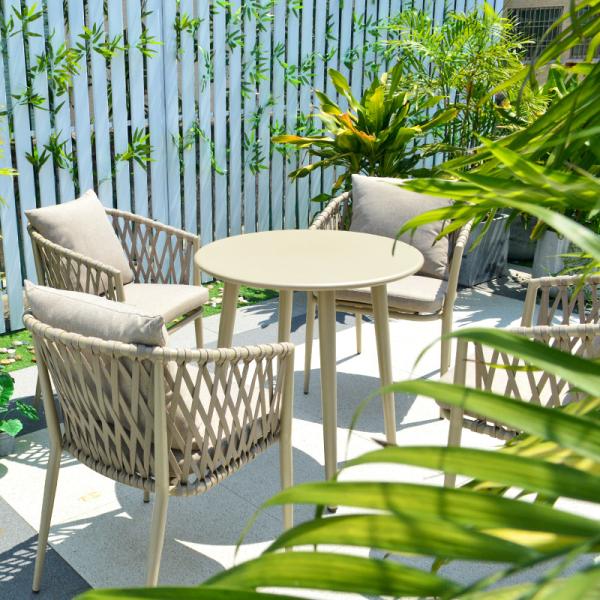 All Weather Aluminum Rope Wicker Weave Outdoor Furniture Patio Restaurant Cafe Garden Chairs for Dining